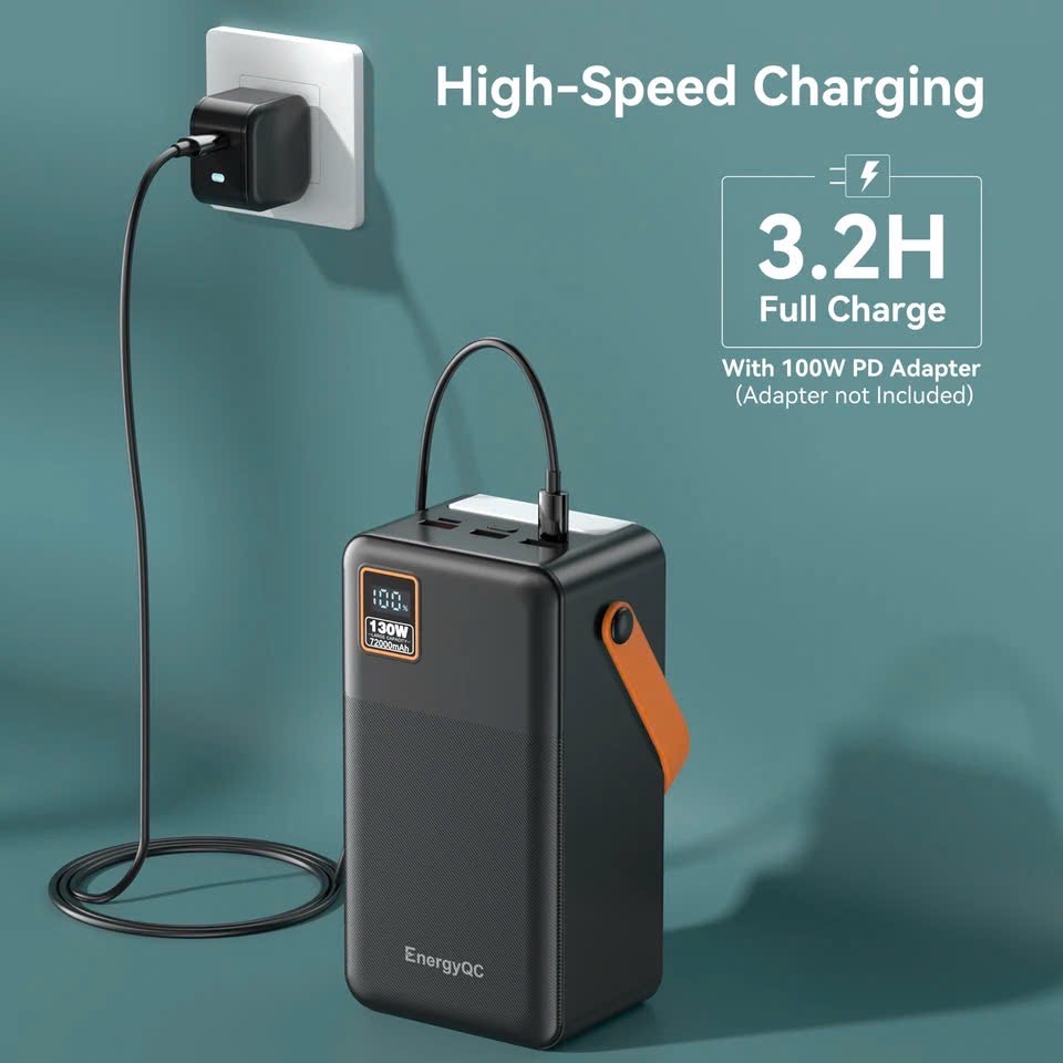 Pin dự phòng khủng long 72.000mAh hãng EnergyQC sạc nhanh 130W thực tế Pin dự phòng khủng long 72.000mAh hãng EnergyQC sạc nhanh 130W - Góc chụp chi tiết thực tế 9