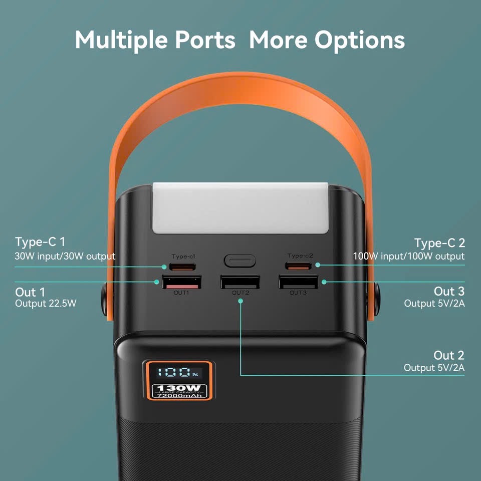 Pin dự phòng khủng long 72.000mAh hãng EnergyQC sạc nhanh 130W thực tế Pin dự phòng khủng long 72.000mAh hãng EnergyQC sạc nhanh 130W - Góc chụp chi tiết thực tế 8