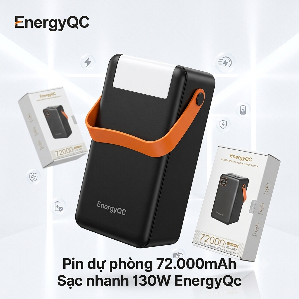 Cách sử dụng Pin dự phòng khủng long 72.000mAh hãng EnergyQC sạc nhanh 130W Hướng dẫn thao tác sử dụng và trải nghiệm thực tế Pin dự phòng khủng long 72.000mAh hãng EnergyQC sạc nhanh 130W