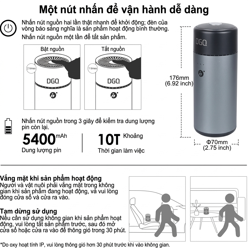 Cách sử dụng Máy lọc không khí di động cho xe hơi hãng DGQ, khử mùi ô tô ko cần lõi lọc,hàng Amazon Hướng dẫn thao tác sử dụng và trải nghiệm thực tế Máy lọc không khí di động cho xe hơi hãng DGQ, khử mùi ô tô ko cần lõi lọc,hàng Amazon