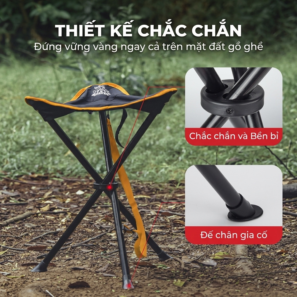 Ghế Xếp 3 Chân Dã Ngoại DEERFAMY Portable Tripod Stool (Hàng Amazon) thực tế Ghế Xếp 3 Chân Dã Ngoại DEERFAMY Portable Tripod Stool (Hàng Amazon) - Góc chụp chi tiết thực tế 5