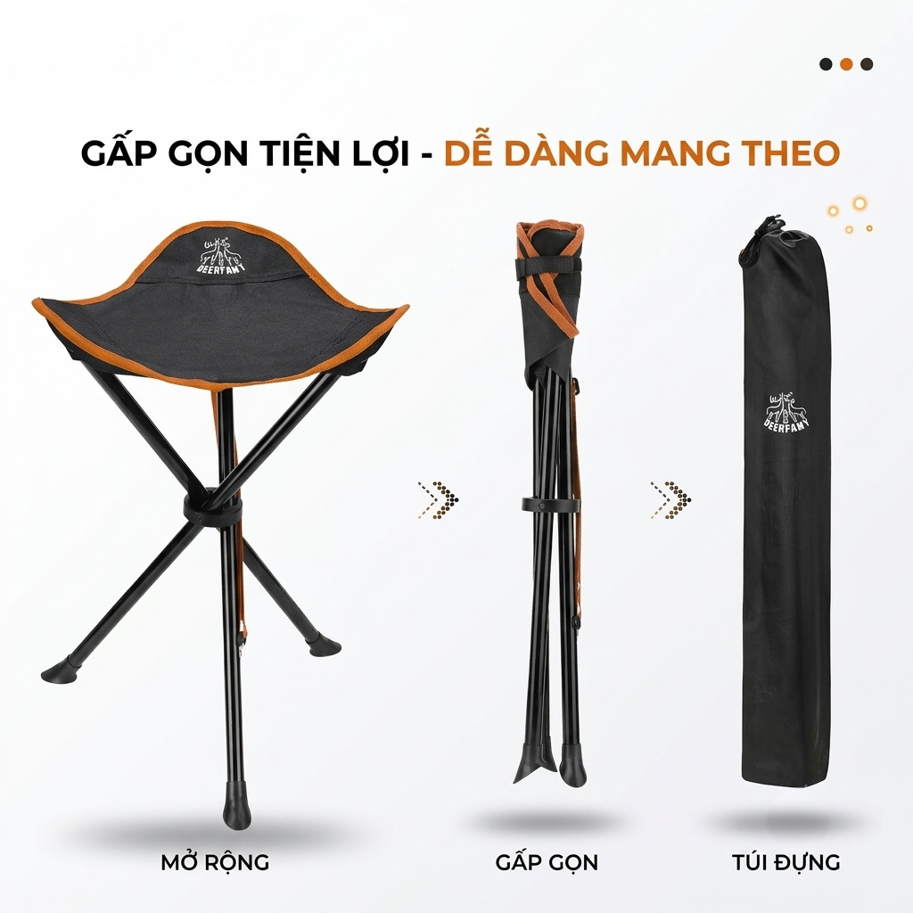 Ghế Xếp 3 Chân Dã Ngoại DEERFAMY Portable Tripod Stool (Hàng Amazon) thực tế Ghế Xếp 3 Chân Dã Ngoại DEERFAMY Portable Tripod Stool (Hàng Amazon) - Góc chụp chi tiết thực tế 6