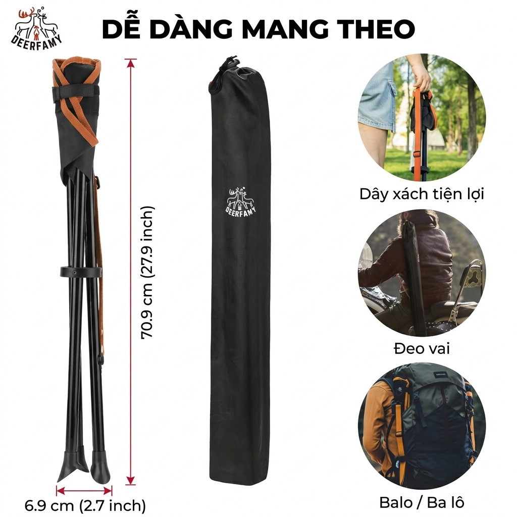 Ghế Xếp 3 Chân Dã Ngoại DEERFAMY Portable Tripod Stool (Hàng Amazon) thực tế Ghế Xếp 3 Chân Dã Ngoại DEERFAMY Portable Tripod Stool (Hàng Amazon) - Góc chụp chi tiết thực tế 8