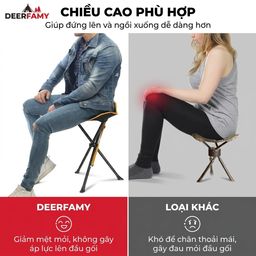 Ghế xếp 3 chân dã ngoại DEERFAMY (Portable Tripod Stool) - hàng Amazon