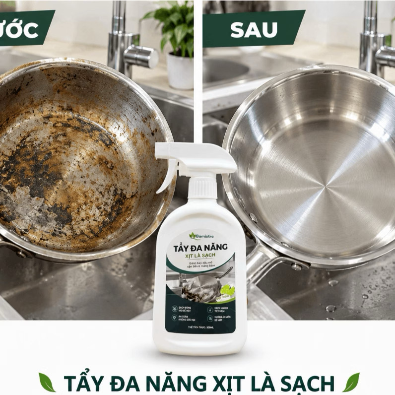 Xịt Tẩy Đa Năng Bomixtra 500ml Kèm Hộp - Tẩy Rửa Dầu Mỡ Nhà Bếp, Inox & Gạch Men thực tế Xịt Tẩy Đa Năng Bomixtra 500ml Kèm Hộp - Tẩy Rửa Dầu Mỡ Nhà Bếp, Inox & Gạch Men - Góc chụp chi tiết thực tế 6