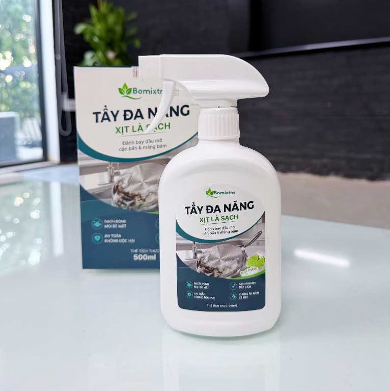 Xịt Tẩy Đa Năng Bomixtra 500ml Kèm Hộp - Tẩy Rửa Dầu Mỡ Nhà Bếp, Inox & Gạch Men thực tế Xịt Tẩy Đa Năng Bomixtra 500ml Kèm Hộp - Tẩy Rửa Dầu Mỡ Nhà Bếp, Inox & Gạch Men - Góc chụp chi tiết thực tế 7