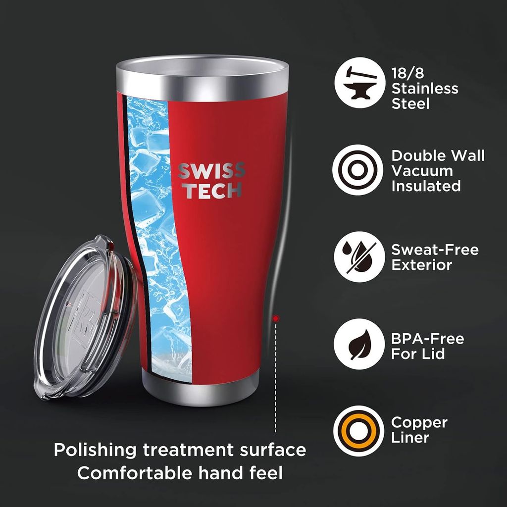 Ly Cốc Giữ Nhiệt SWISS TECH Tumbler 20oz (~591ml) Thép Không Gỉ 18/8 Cao Cấp thực tế Ly Cốc Giữ Nhiệt SWISS TECH Tumbler 20oz (~591ml) Thép Không Gỉ 18/8 Cao Cấp - Góc chụp chi tiết thực tế 13