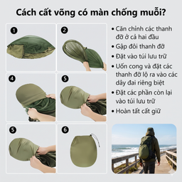Võng cắm trại đa năng gấp gọn kèm màn chống muỗi WEITRUST