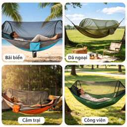 Võng cắm trại đa năng gấp gọn kèm màn chống muỗi WEITRUST