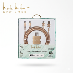 Combo Củ sạc + 2 dây cáp có MFI hãng Nicole Miller New York, sạc 2 cổng + cáp…
