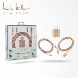 Combo Củ sạc + 2 dây cáp có MFI hãng Nicole Miller New York, sạc 2 cổng + cáp…