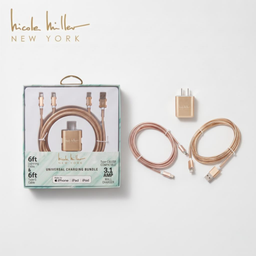 Combo Củ sạc + 2 dây cáp có MFI hãng Nicole Miller New York, sạc 2 cổng + cáp…