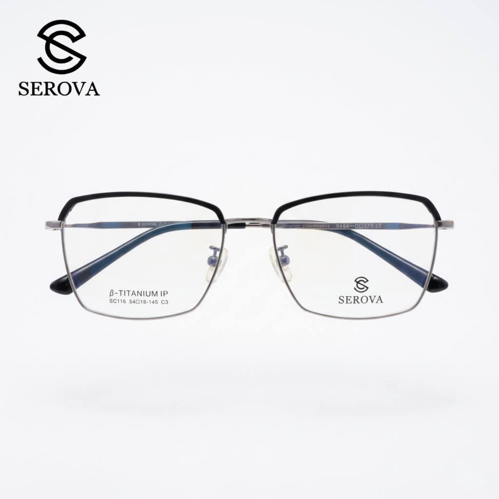 Kính mắt Titanium cao cấp hãng SEROVA SC116, gọng kính cận, chất liệu Titan si…