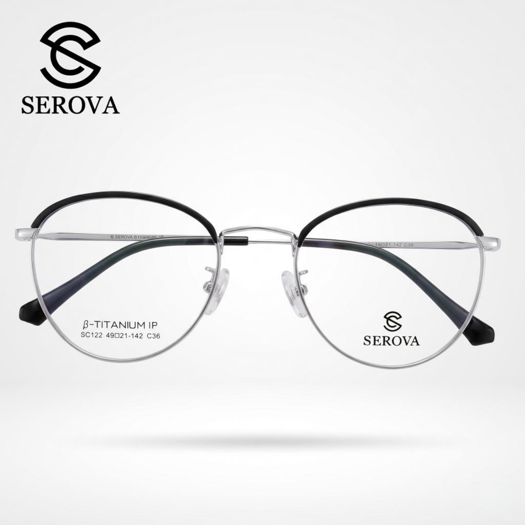 Kính mắt Titanium cao cấp hãng SEROVA SC122 - C36, gọng kính cận, chất liệu Ti…