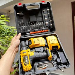 Bộ Máy khoan & vặn vít không dây hãng DUNLANDI , 2 pin rời, kèm hộp full phụ k…