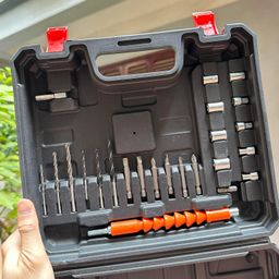 Bộ Máy khoan & vặn vít không dây hãng DUNLANDI , 2 pin rời, kèm hộp full phụ k…