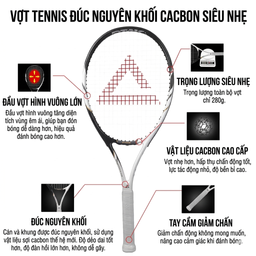 Vợt Tennis chính hãng PEAK , thân Carbon , nhẹ 280gram - hàng trưng bày.