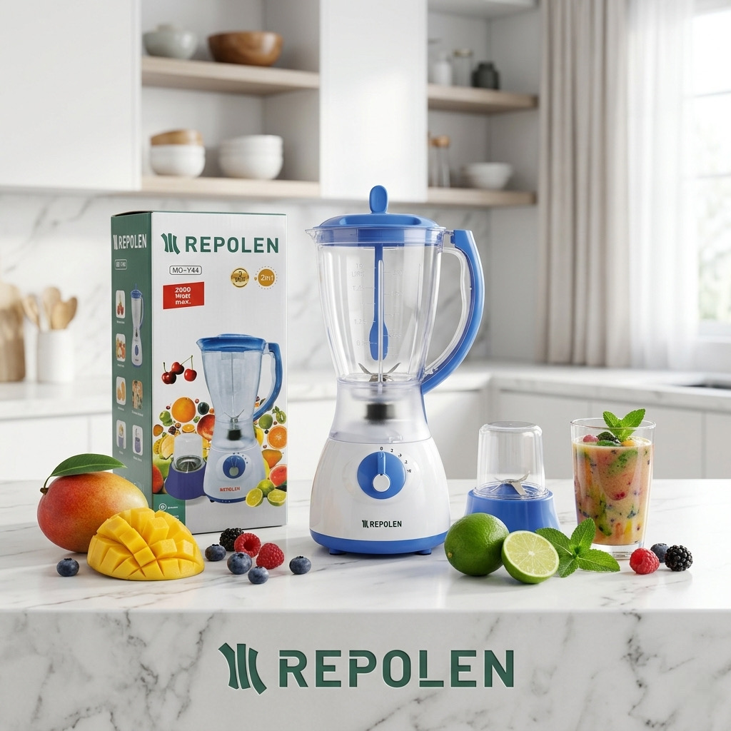 Máy xay sinh tố REPOLEN MD-Y44 công suất max 2000w , dung tích 1.5L , cối nhựa trong