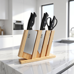 Bộ dao làm bếp 7 món hãng BTSM , có dao chặt , đế cắm dao bằng Gỗ