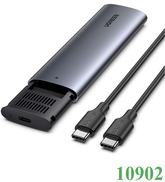 Hộp box đựng ổ cứng gắn ngoài USB-C 3.1 to SSD M.2 NVMe, PCIe, M-Key 10Gbps Ugreen 10902 cao cấp