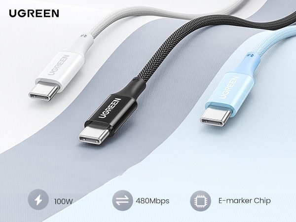 Cáp sạc nhanh USB-C 100W dài 50CM Ugreen L502 (35202) | Sạc nhanh 5A | Tốc độ truyền tải 480Mbps
