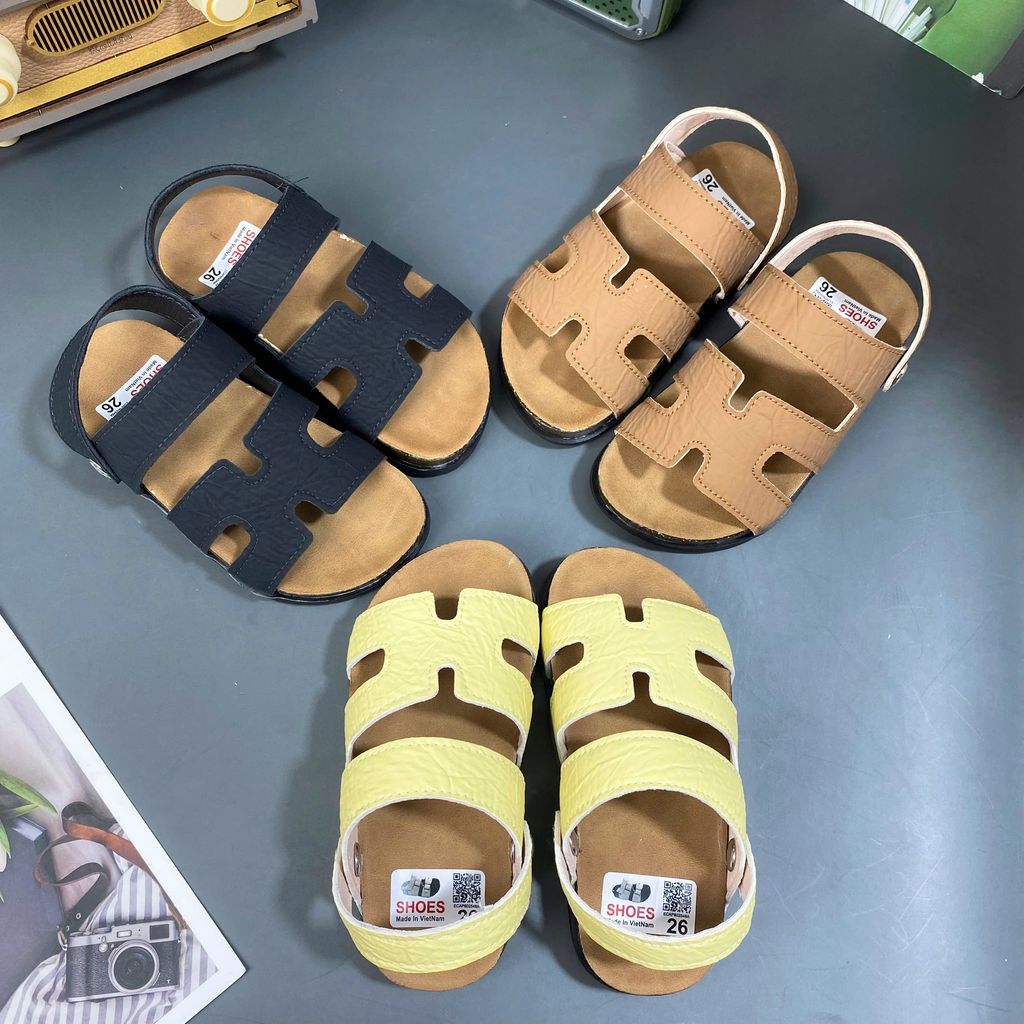 Sandal Chữ H Cho Bé - Dép Da Quai Hậu Trẻ Em Phong Cách Hàn Quố