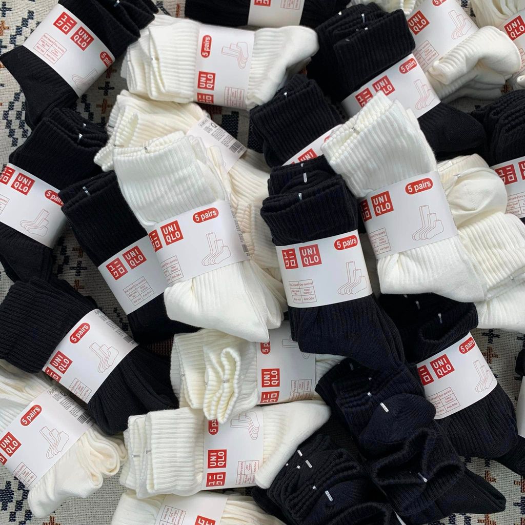 SET 10 đôi Tất Uniqlo Basic Cổ Cao có ĐỆM BÔNG XÙ đi 4 mùa
