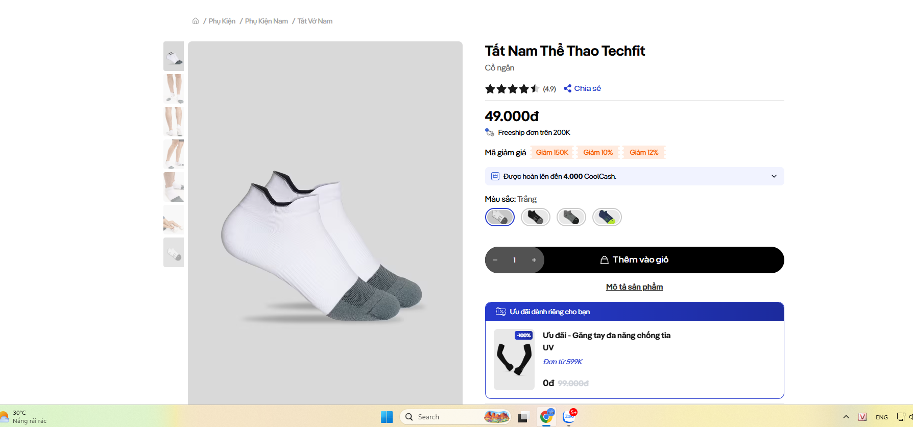 Tất Nam Thể Thao Techfit 1c