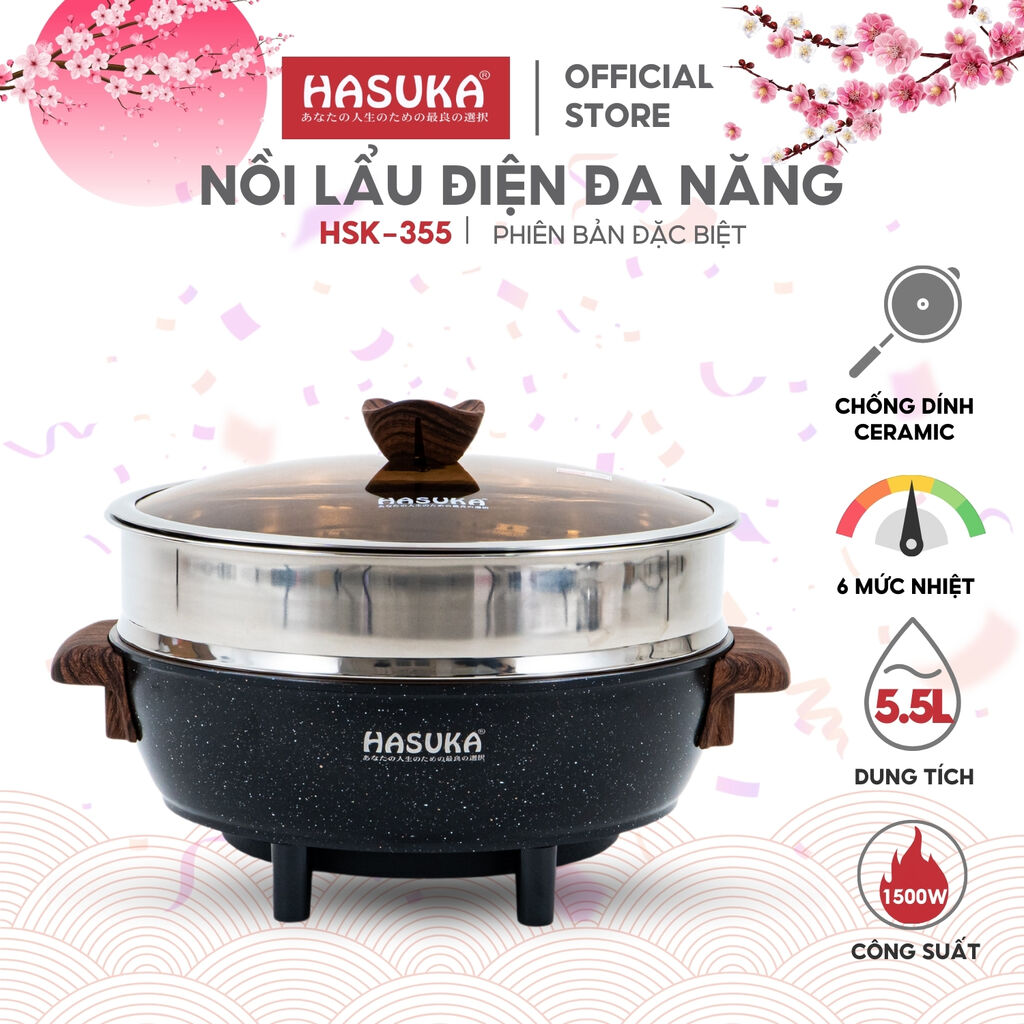 Lẩu điện đa năng hasuka 355, 5.5L