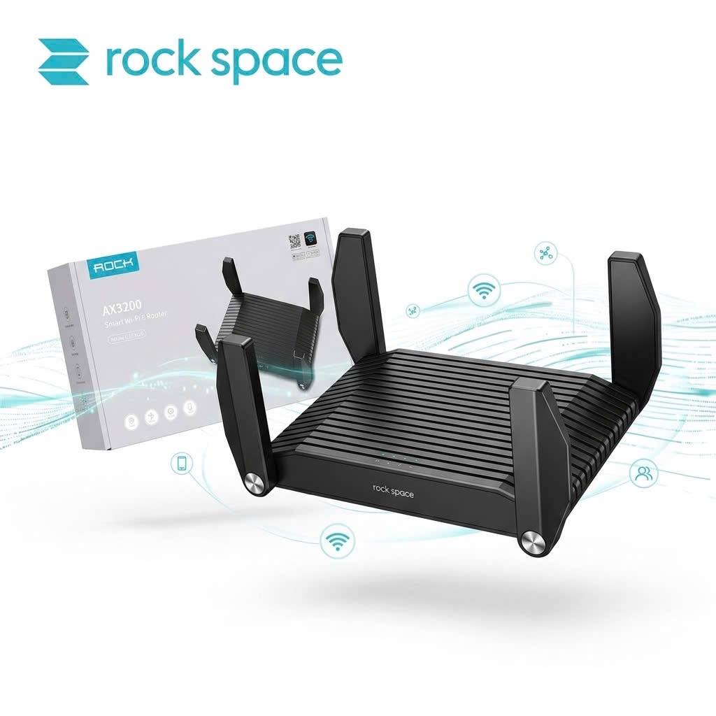 Router WiFi 6 ROCK AX3200 , 4 ăng ten, 2 băng tần 5G & 2.4G