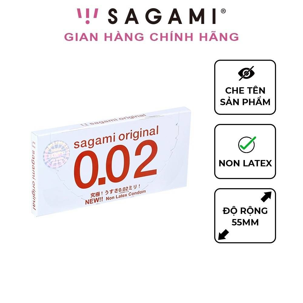 Bao cao su Sagami 0.02 – Hộp 2 chiếc, siêu mỏng cao cấp chỉ 0.02mm cảm giác chân thật, truyền nhiệt 