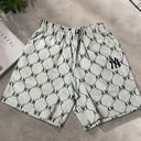 quần short đùi MLB màu xám kẻ họa tiết Monogram