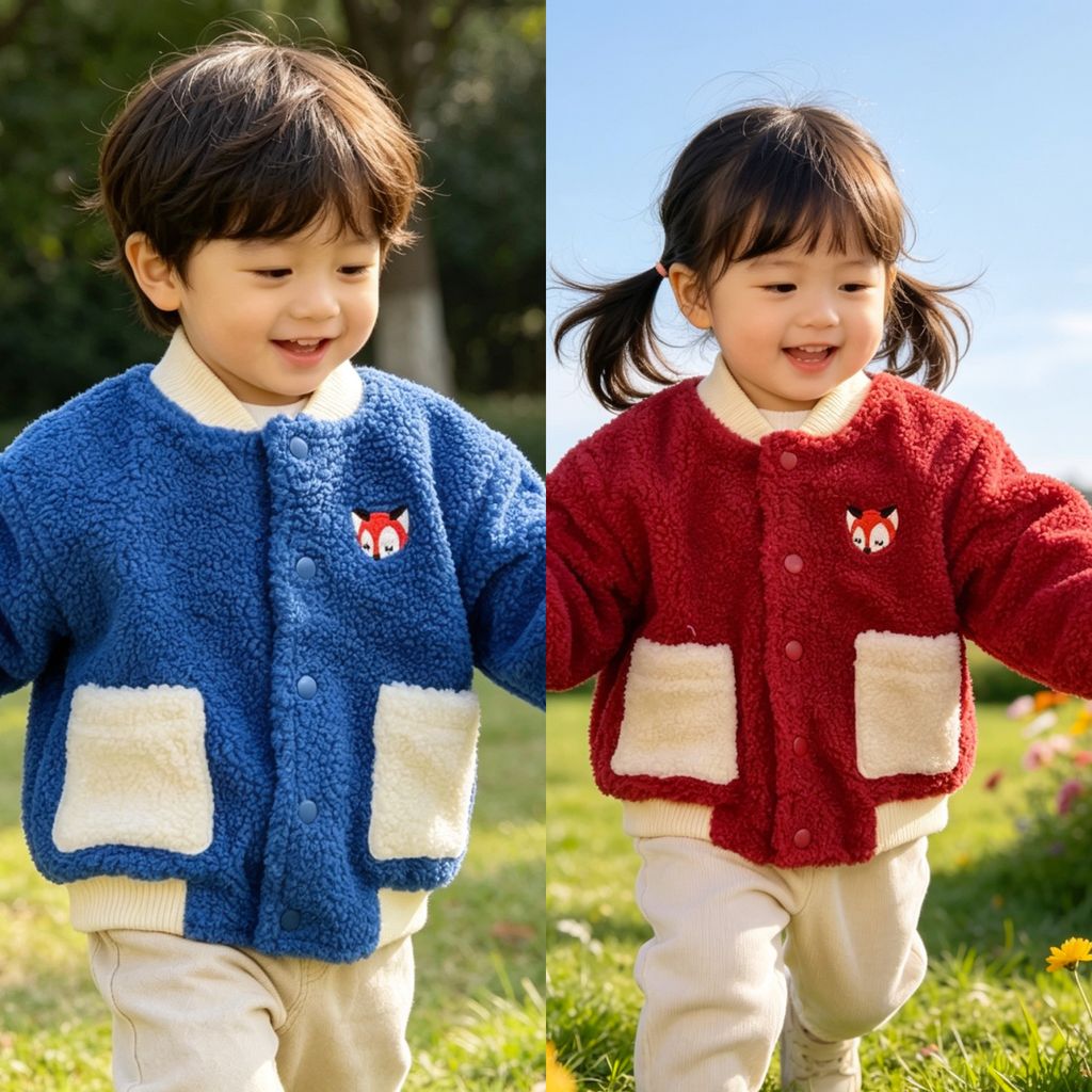  [Kho Mỹ Đình] 9-24kg Áo khoác lông cừu bé trai bé gái Happy land C6022