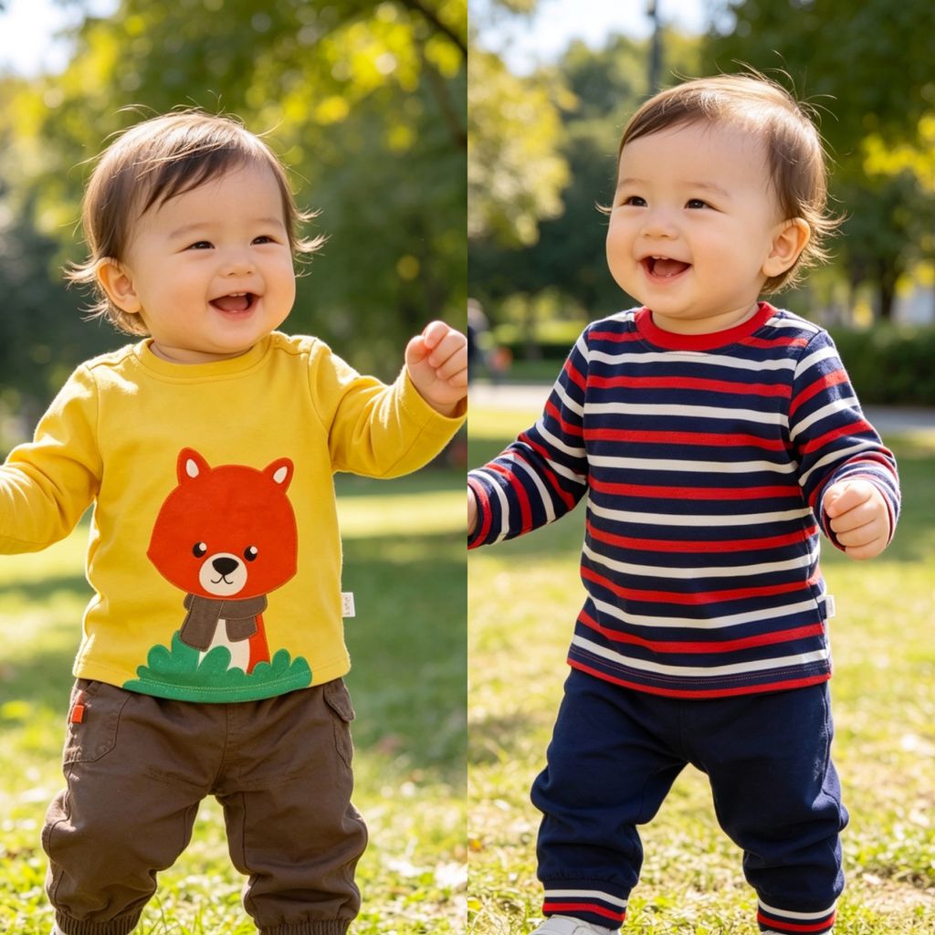 [Kho Mỹ Đình] C4019.Bộ unisex cho bé hàng xuất 2 màu (3m-13m)