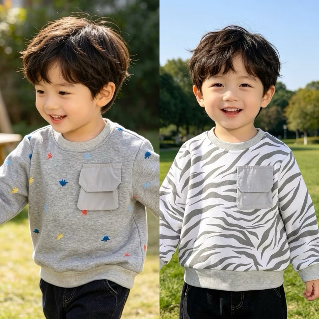 [Kho Mỹ Đình] (9-25kg) 059A .Áo nỉ túi ngực Beeboong (80-130)
