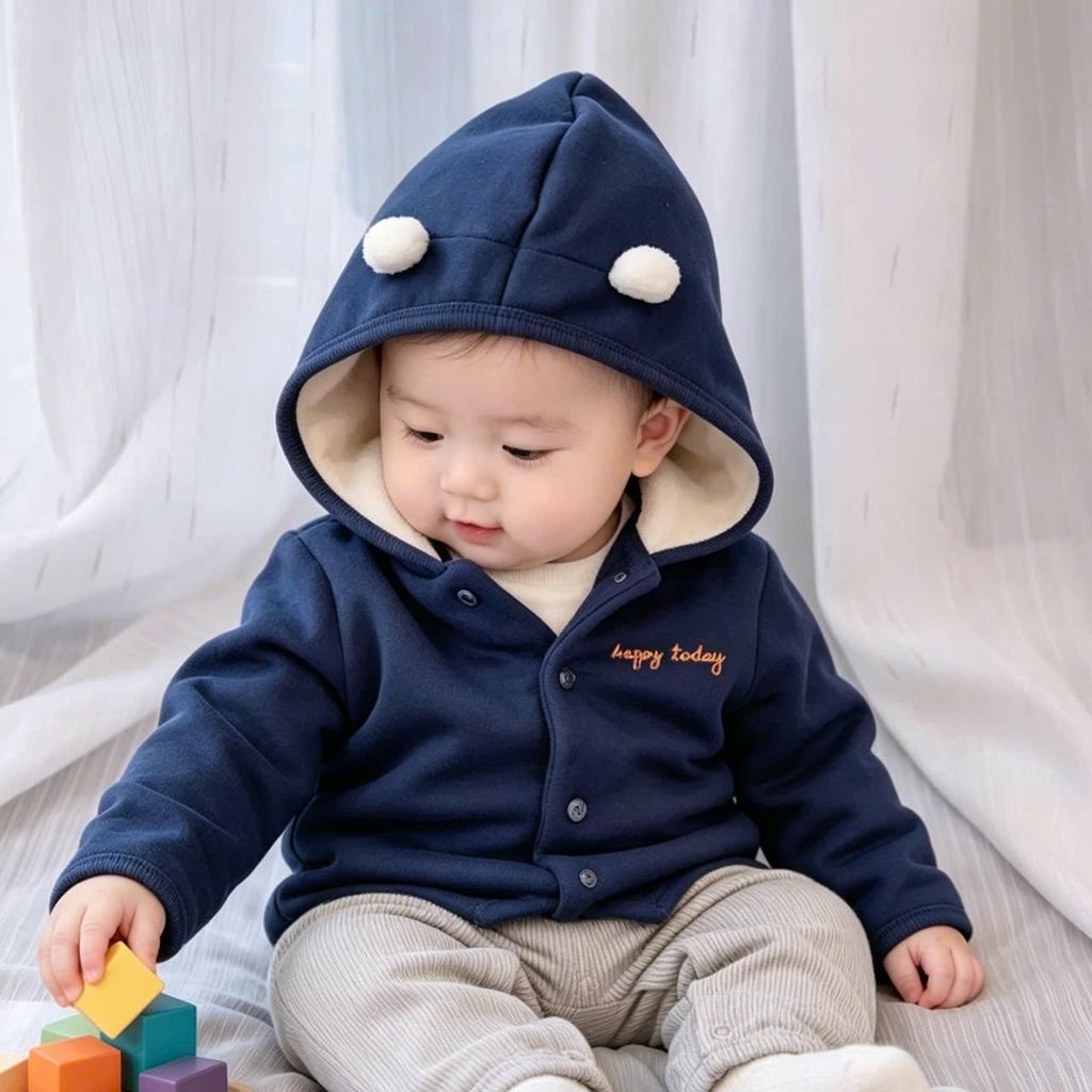 [Kho Mỹ Đình] (NB-6m) (up to 6 kg) C2958  .Áo khoác nỉ lot lông cừu Kiabi form bé (1-6m) 