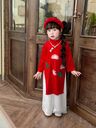 C6068 Set áo dài(áo+quần+mấn) thêu tay sen size 1-10y(9-30kg)