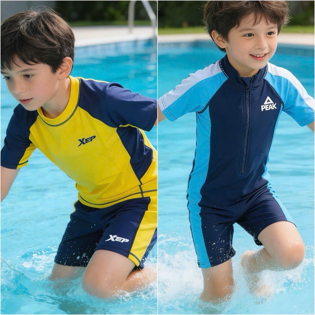[Kho Mỹ Đình] 10-40kg A1045 Đồ bơi bé trai có chống nắng XTEP PEAK size 100-180(10-40kg)
