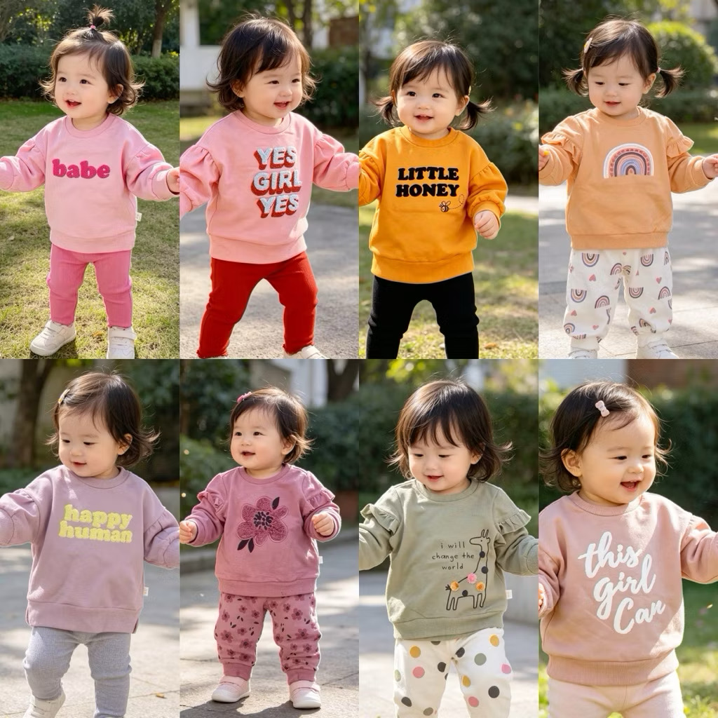 [Kho Mỹ Đình] 3m-4y(4-16kg) C5598 Bộ nỉ dài tay xuất dư nhiều màu xinh yêu cho bé C6020