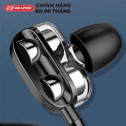 [Kho Mỹ Đình] Tai nghe dây 3.5mm hãng Drapow M20 - có phím chỉnh volume - bao bì túi