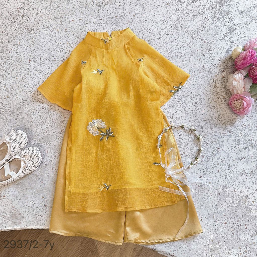 [Kho Mỹ Đình] 2-7y(11-30kg) OP 2936 2937 Set áo dài bé gái tặng bờm