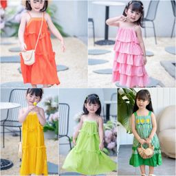 [Kho Mỹ Đình] Size 1-10y(10-40kg) Váy đầm 2 dây mặc đi biển cho bé gái 2744 7075 1973 8522