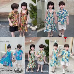 [Kho Mỹ Đình] 1-10y(8-40kg) Bộ bé trai và Váy bé gái đi biển Messi Mei chính hãng MM