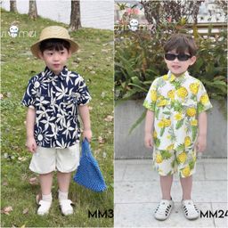 [Kho Mỹ Đình] 1-10y(8-40kg) MM Bộ bé trai mặc đi biển hoa tiết siêu xinh