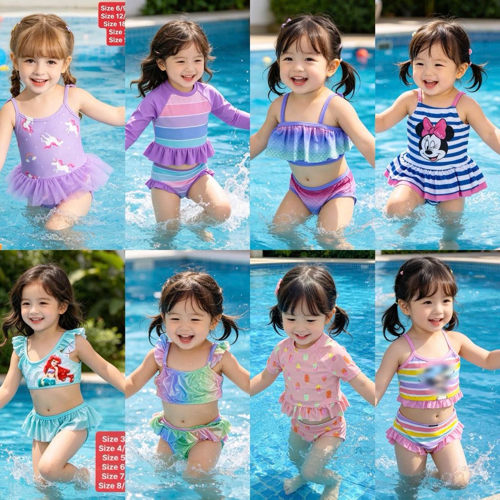 [Kho Mỹ Đình] Boi02 form bé (6m-8y)Set bộ bơi bé gái xuất dư xịn từ 6m - 8y
