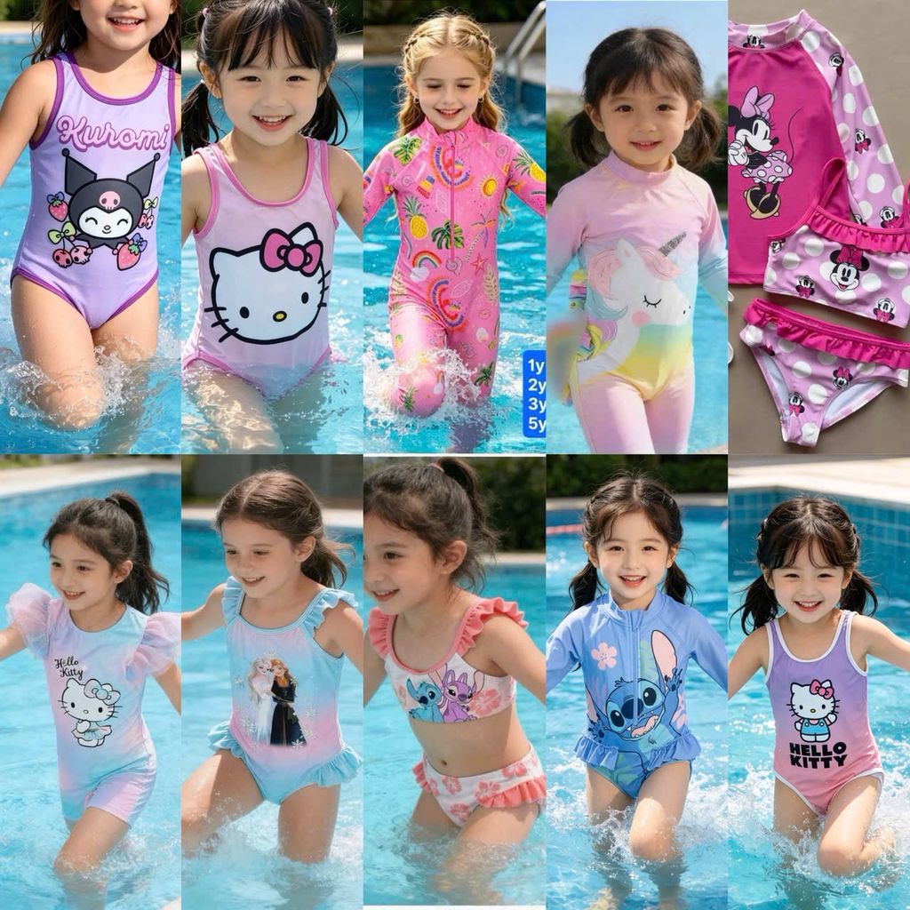 [Kho Mỹ Đình] Boi07 A1105 Set bộ bơi bé gái siêu xinh cho bé gái size 1-10y