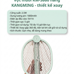 [Kho Long Biên] Vợt muỗi KM-3860 hãng KANGMING - thiết kế xoay