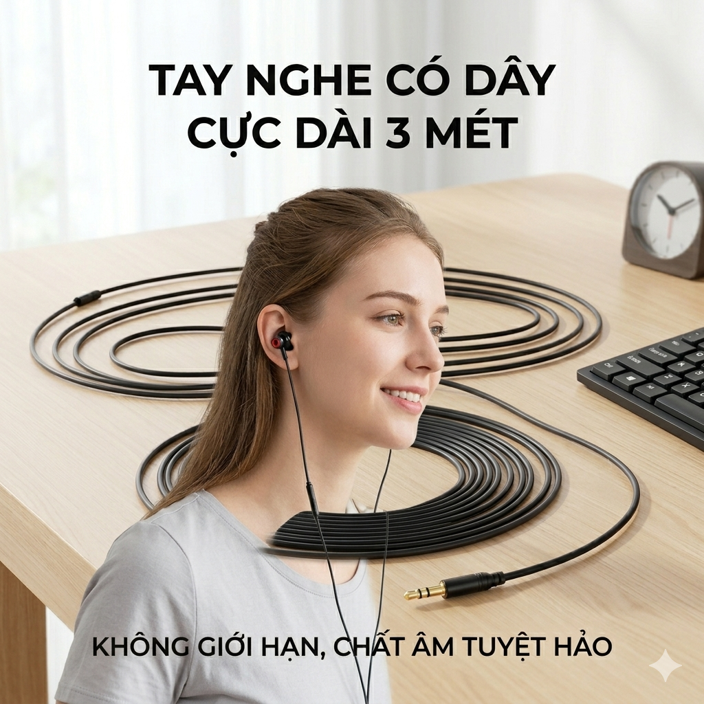 [Kho Long Biên] Tai nghe cho PC ( máy tính ) Dài 3 mét nghe hay