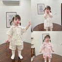 [Kho Mỹ Đình] 80-120(80-23kg) Mz1689 Bộ pijama bé gái vải đũi mềm mại