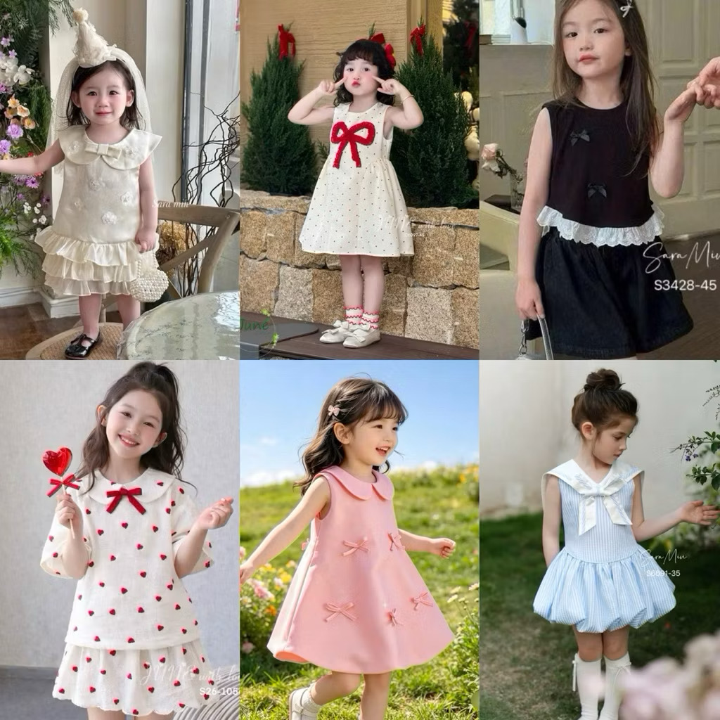 [Kho Mỹ Đình] 2-12y(12-45kg) Váy và Set bé gái mặc hè hoạ tiết xinh yêu vibe tiểu thư nhẹ nhàng Sara